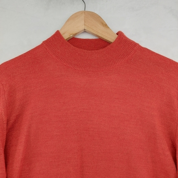 NEW Brandini WoolMark Merino Red Knit Mock Turtleneck Sweater P5586 - Picture 3 of 8
